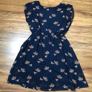 Navy Blue Dress with sweet birds